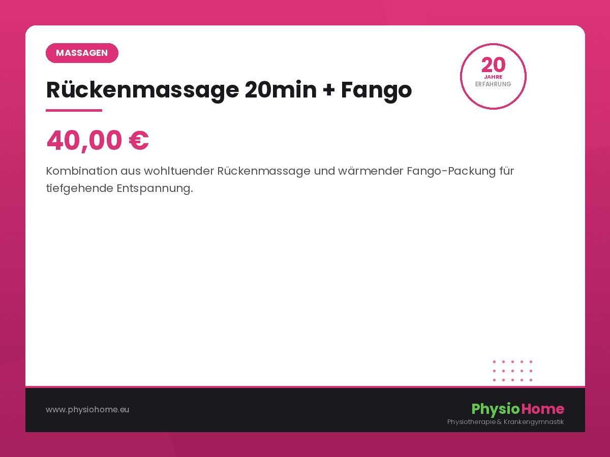 Rückenmassage 20min + Fango